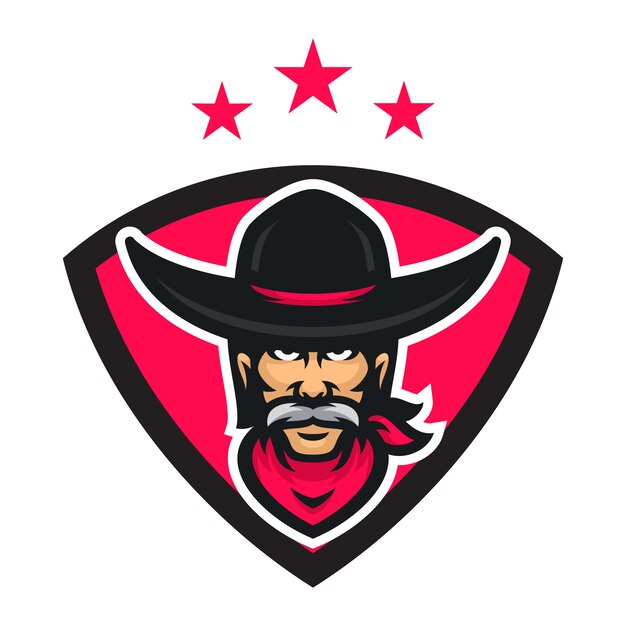 Ilustración de icono de mascota de vector de vaquero