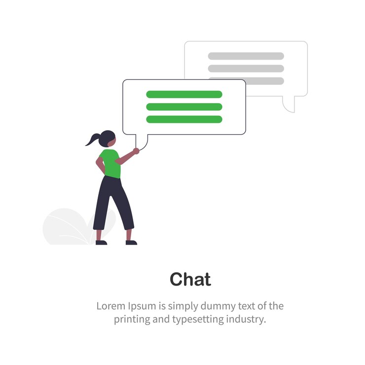 Vector ilustración del icono de mensajería y comunicación de chat en diseño plano
