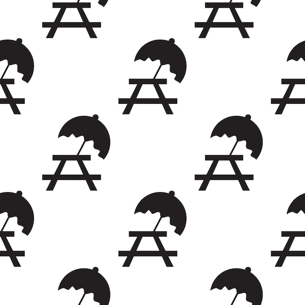 Ilustración de icono de mesa y paraguas