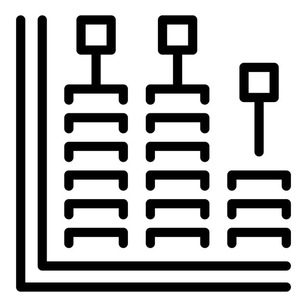 Ilustración del icono del mezclador de sonido en blanco y negro