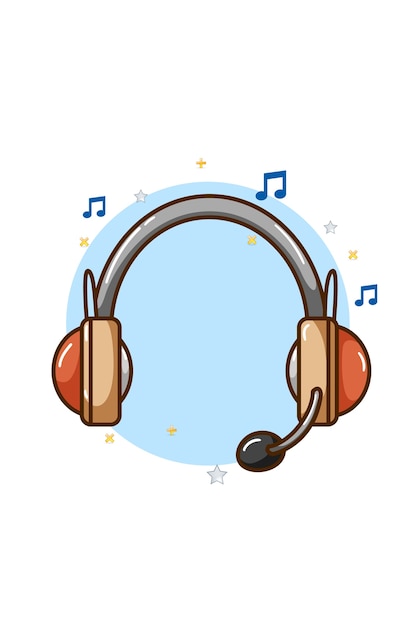 Ilustración de icono de música de auriculares