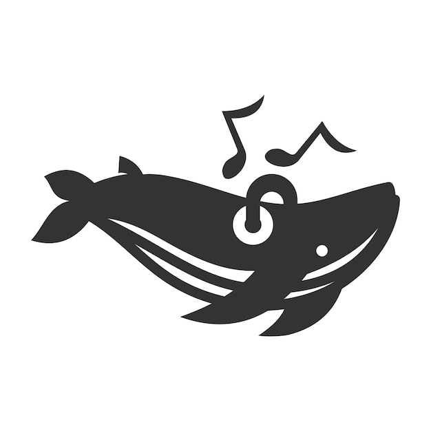 Ilustración de icono de música de ballena Identidad de marca