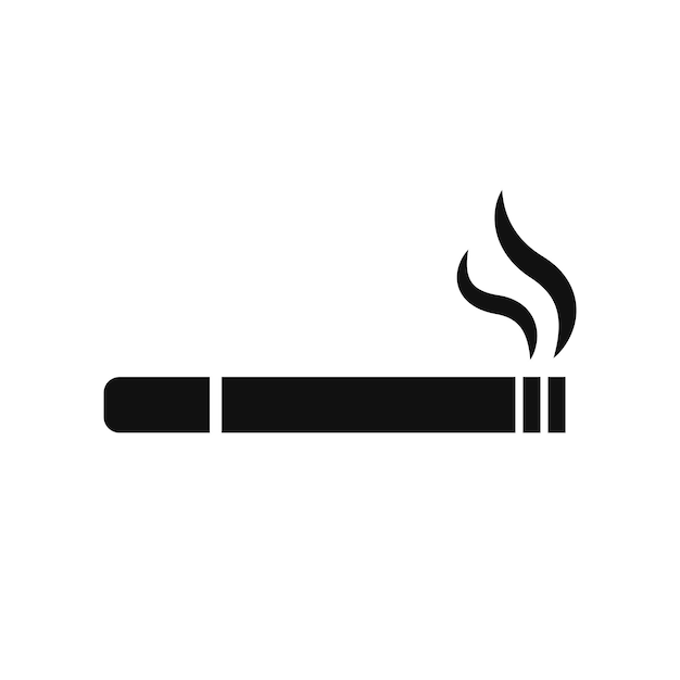 Ilustración del ícono negro de fumar cigarrillos