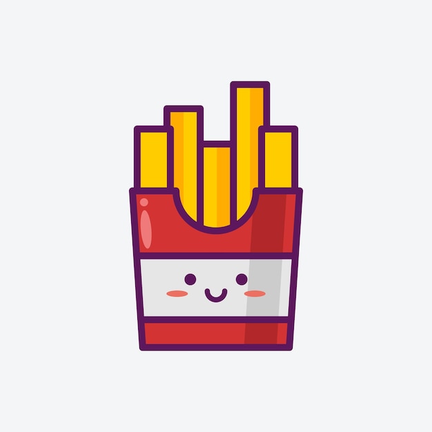 Ilustración del icono de papas fritas bonitas emoji sonriente conjunto de iconos ilustración de dibujos animados vectorial