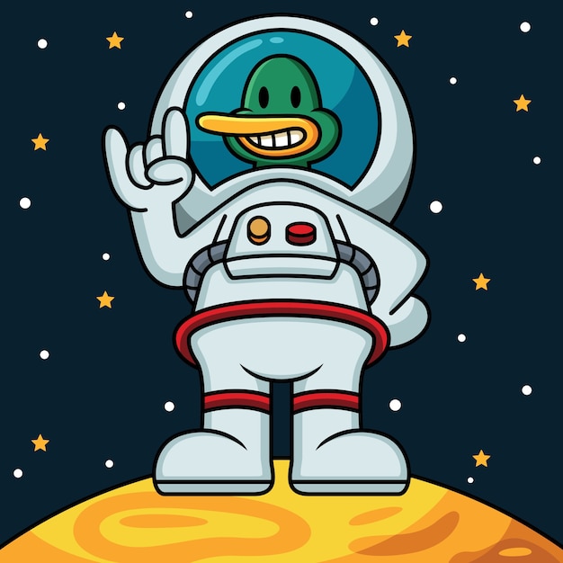 Vector ilustración de icono de pato astronauta