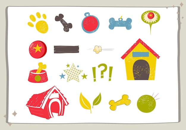 Ilustración de icono de perros de compañía divertidos con diseño de dibujo de estilo cómico