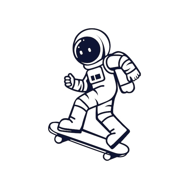 Ilustración de icono de personaje de astronauta simpático Ciencia Tecnología Icono Concepto Vector premium aislado