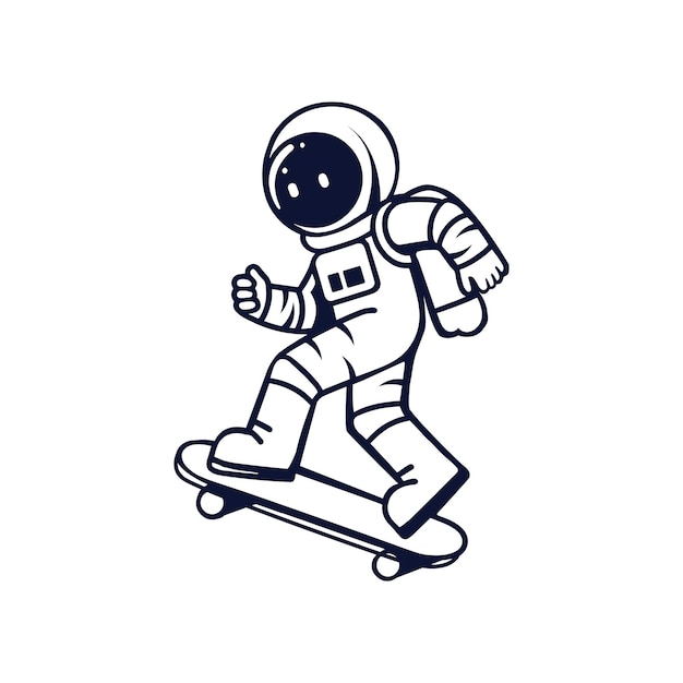 Vector ilustración de icono de personaje de astronauta simpático ciencia tecnología icono concepto vector premium aislado