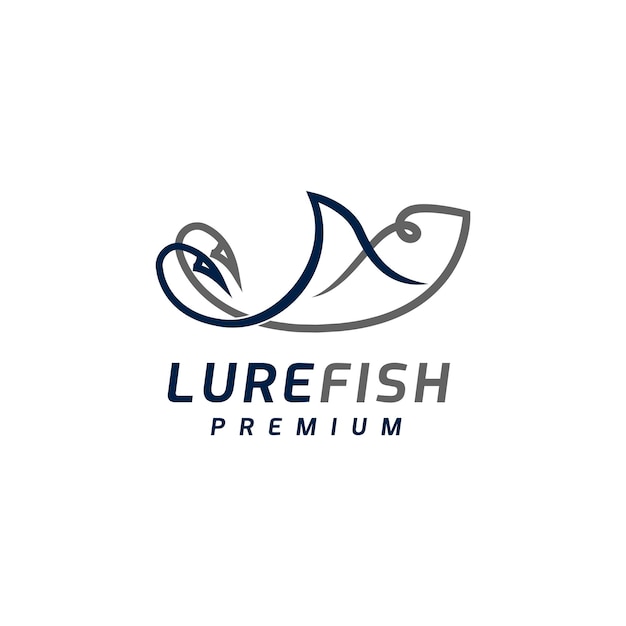 Ilustración del icono de la pesca de pescadores diseño del logotipo del gancho de pescado de señuelo