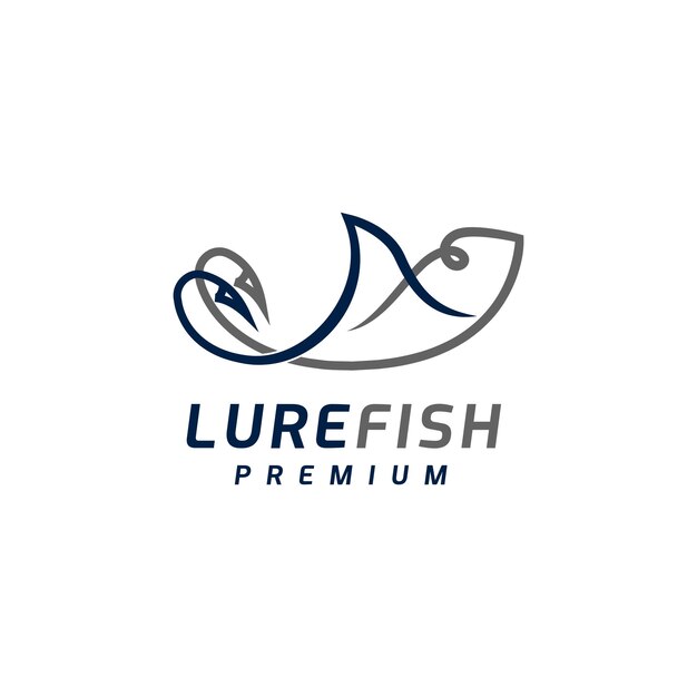 Ilustración del icono de la pesca de pescadores diseño del logotipo del gancho de pescado de señuelo