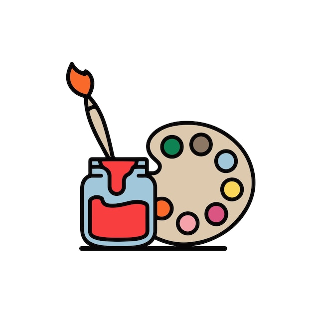 Una ilustración de un icono de pincel y paleta