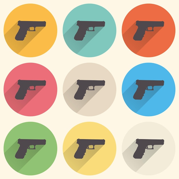 Ilustración del icono de pistola. Imagen creativa y retro