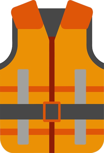 Ilustración de icono plano de chaleco salvavidas aislado en fondo blanco Signo de equipo de seguridad