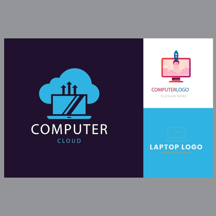 Vector ilustración de icono de plantilla de logotipo de reparación de computadora de vector y computadora portátil