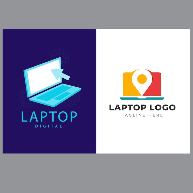 Ilustración de icono de plantilla de logotipo de reparación de computadora de vector y computadora portátil