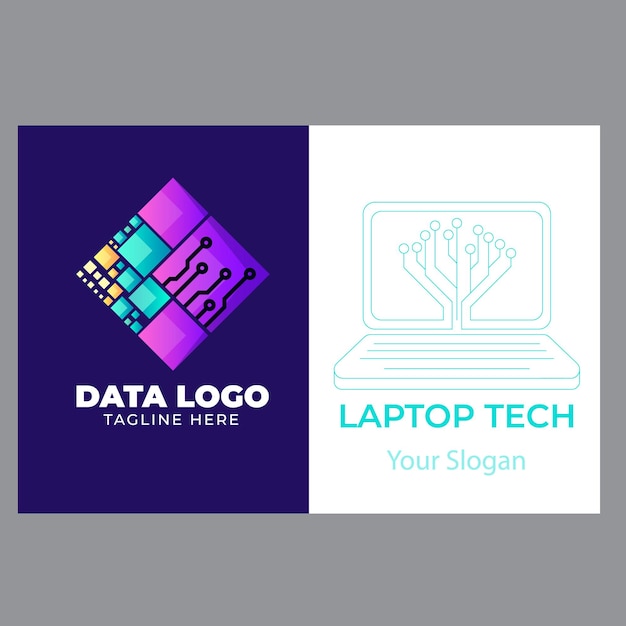 Ilustración de icono de plantilla de logotipo de reparación de computadora de vector y computadora portátil