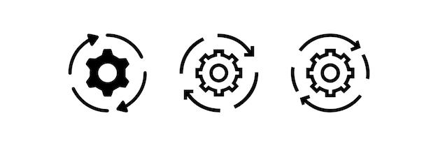 Ilustración del icono del proceso de rotación del engranaje