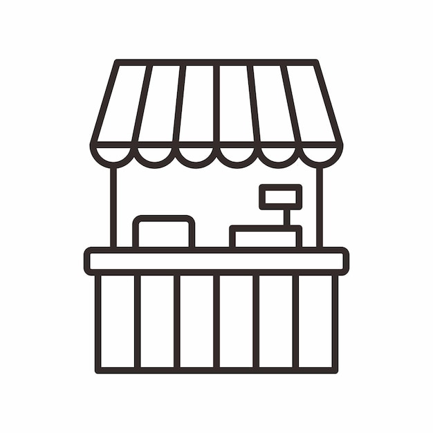 Ilustración del icono del puesto de comida en estilo contorno