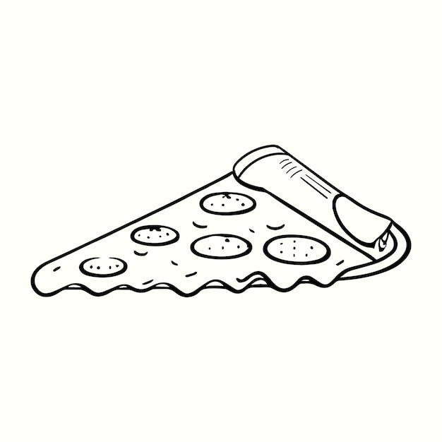 Ilustración de icono de rebanada de pizza dibujada a mano en estilo garabato