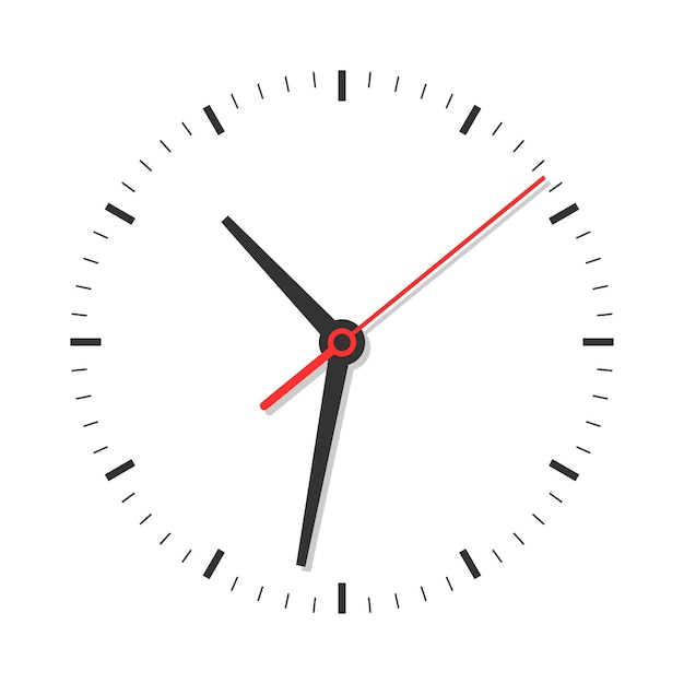 Ilustración de icono de reloj en estilo plano Ilustración de vector de cara de reloj sobre fondo aislado Concepto de negocio de signo de alarma de tiempo