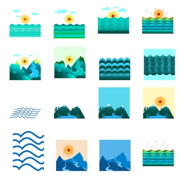 Ilustración del icono del río de la montaña