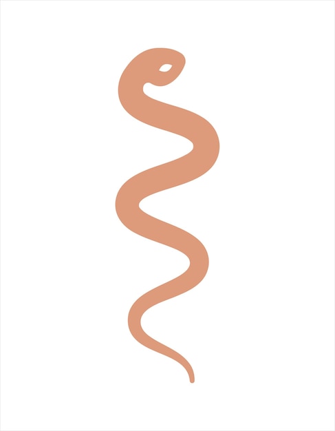 Ilustración del icono de la silueta de la serpiente mística grabado en lino símbolo oculto de la pitón boho