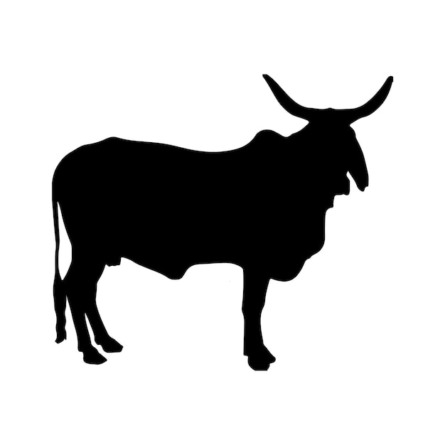 Ilustración del icono de la silueta vectorial de la vaca aislada