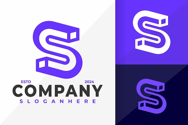 Ilustración del icono del símbolo vectorial del diseño del logotipo de la letra S 3D