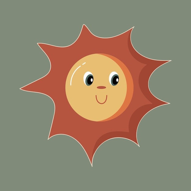 Ilustración de icono de sol divertido Plantilla de vector de estilo plano