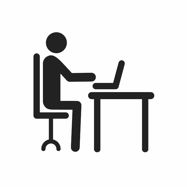 Ilustración de icono de trabajar con computadora en estilo plano