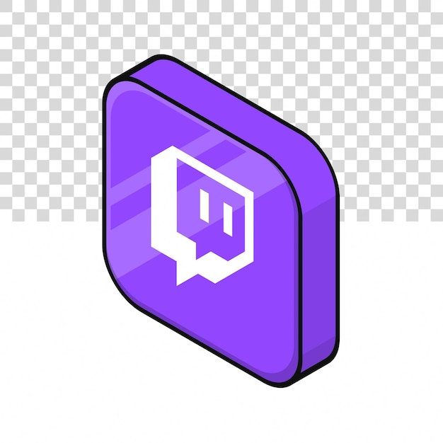 Ilustración de icono Twitch 3D en un fondo aislado