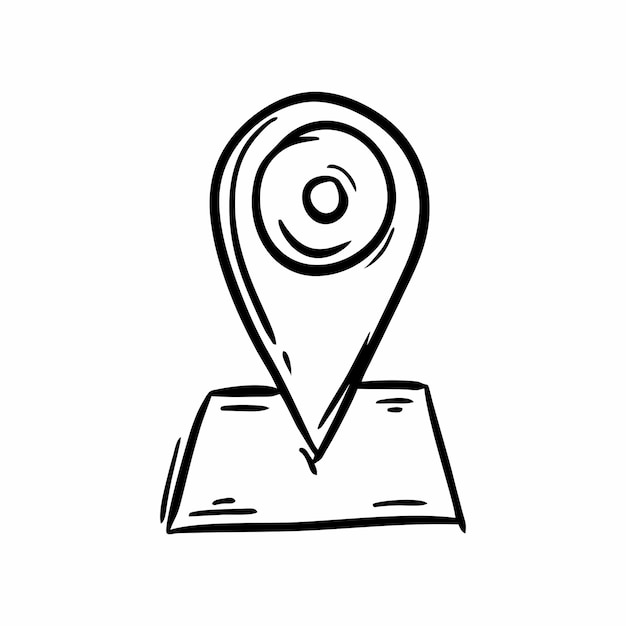 Ilustración del icono de la ubicación dibujada a mano