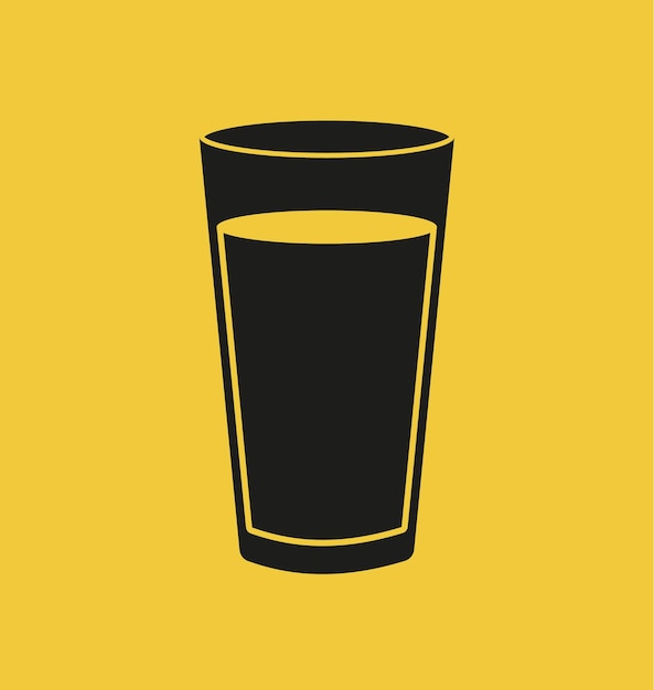 Vector ilustración del icono del vaso de agua sobre fondo amarillo