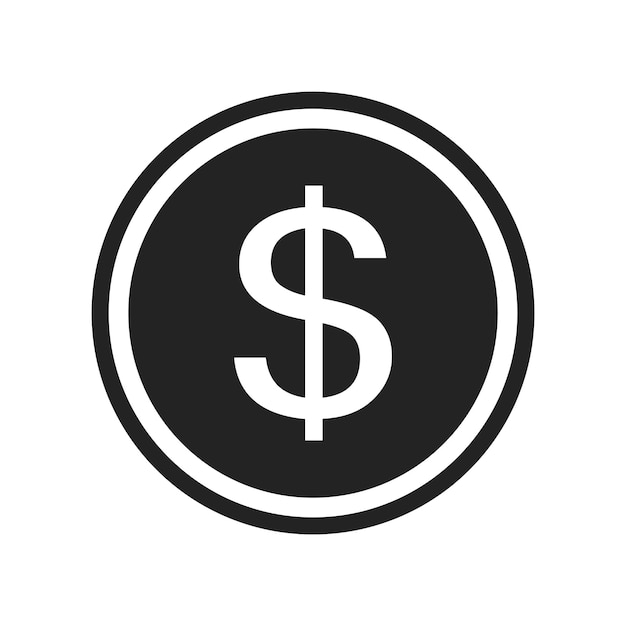 Vector ilustración de icono de vector aislado de moneda de dólar plano