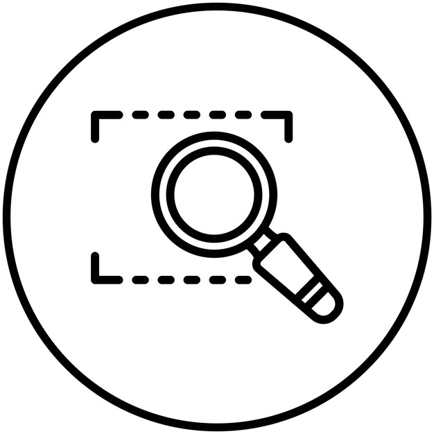 Ilustración del icono del vector de área de zoom del conjunto de iconos de herramientas