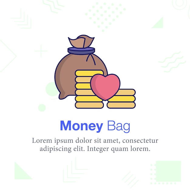 Ilustración de icono de vector de bolsa de dinero