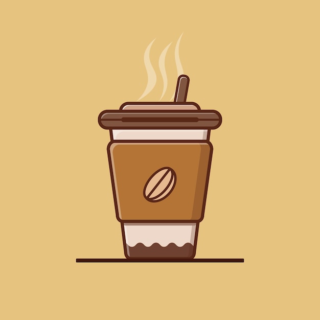 Ilustración de icono de vector de café caliente en una taza. concepto de bebida. diseño premium sencillo