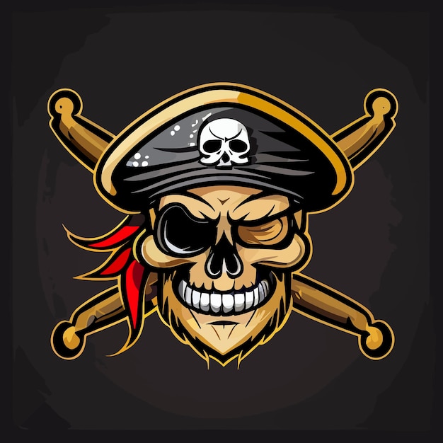 Ilustración de icono de vector de calavera pirata