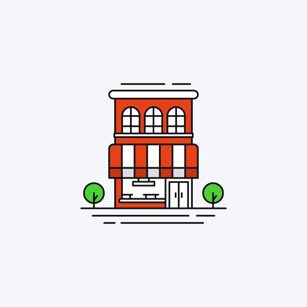 Ilustración de icono de vector de casa de tienda. Concepto de estafa de construcción aislado vector premium. Diseño plano