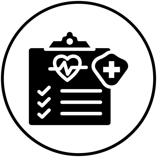 Ilustración del icono del vector de comprobación de salud del conjunto de íconos de control de salud