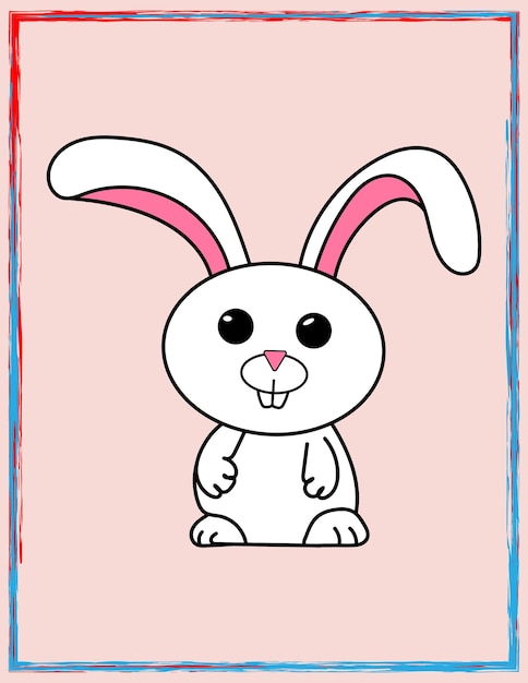 Ilustración de icono de vector de conejo de dibujos animados lindo conejito