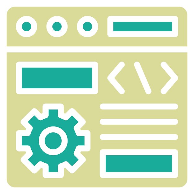 Ilustración del icono del vector de configuración del navegador del conjunto de iconos de alojamiento web