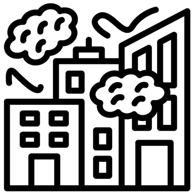 Ilustración del icono del vector de contaminación de la ciudad del conjunto de iconos de contaminación