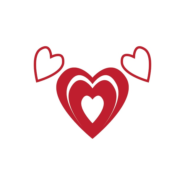 Ilustración del icono del vector del corazón del amor y la plantilla del símbolo