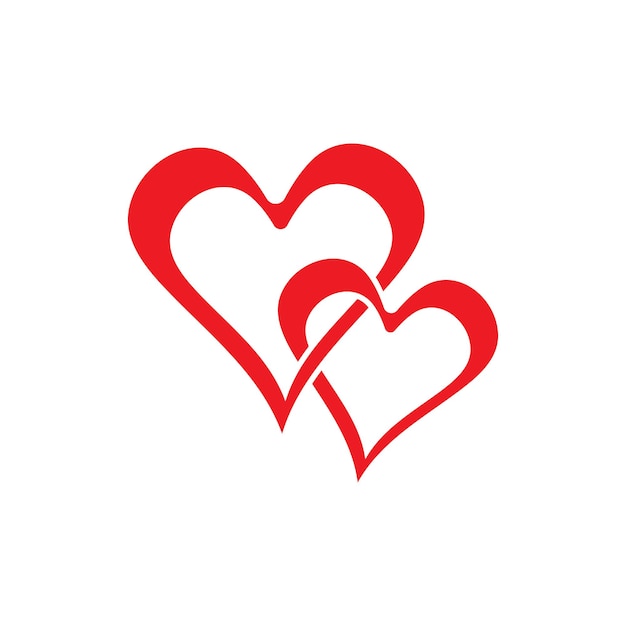 Ilustración del icono del vector del corazón del amor y la plantilla del símbolo
