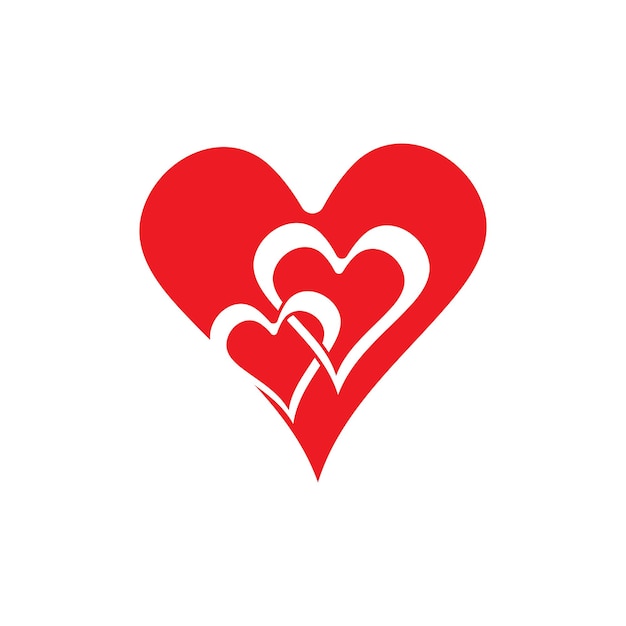 Ilustración del icono del vector del corazón del amor y la plantilla del símbolo