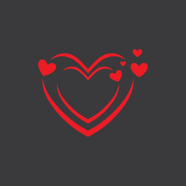 Ilustración del icono del vector del corazón del amor y la plantilla del símbolo