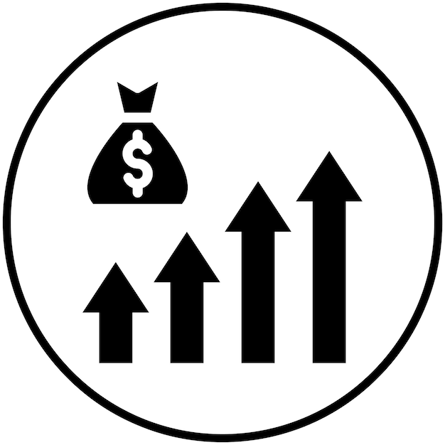 Ilustración del icono del vector de crecimiento del ingreso del conjunto de iconos de Finanzas y Dinero
