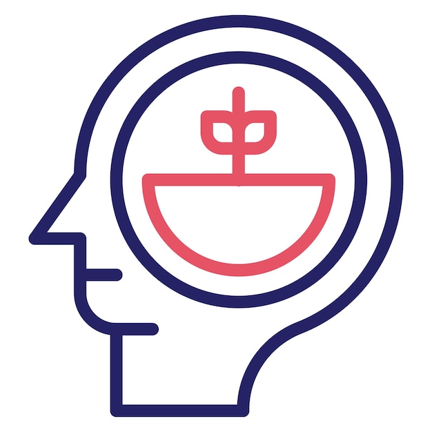 Vector ilustración del icono del vector de crecimiento mental del conjunto de iconos de salud mental