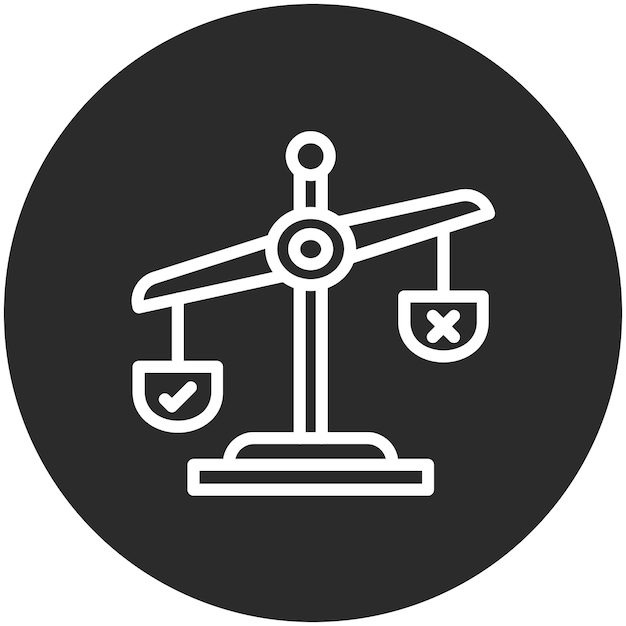 Ilustración del icono del vector de decisión de equilibrio del conjunto de iconos de gestión de proyectos